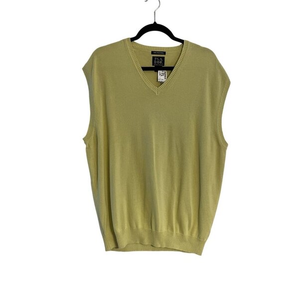 Jos.A. Bank Men's SZ L Light Green/Yellow 100% Pima Cotton Knit Sweater Vest NWT - Picture 1 of 10